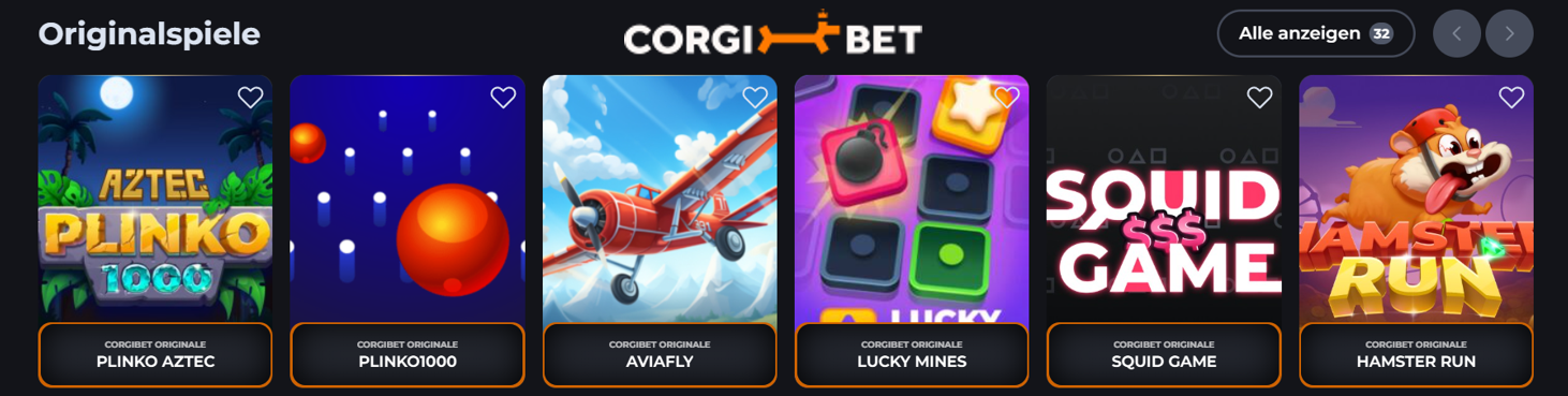 Corgibet Casino Sofort-Spiele